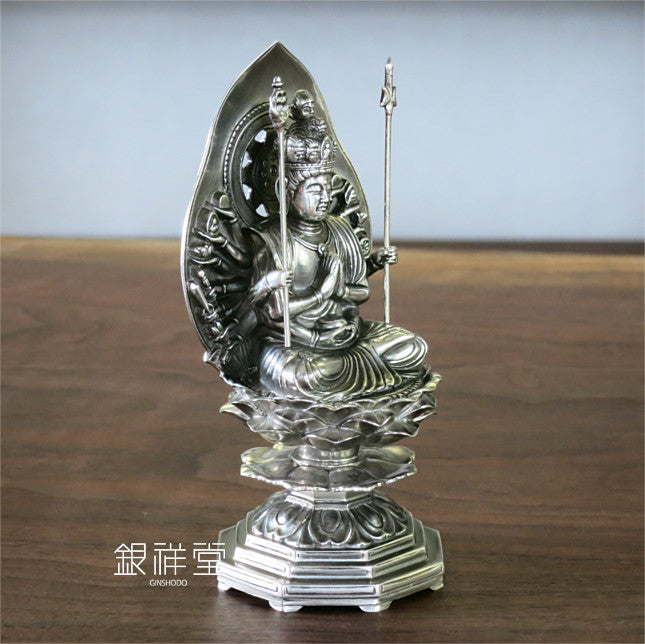千手観音 銀製 仏像 彫刻 厨子 置物 美術品サイズ - 彫刻/オブジェクト