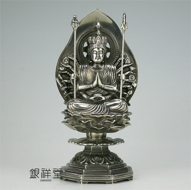 千手観音 銀製 仏像 彫刻 厨子 置物 美術品サイズ - 彫刻/オブジェクト